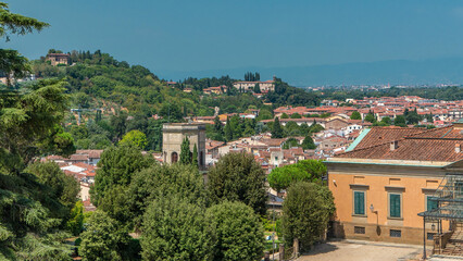 Florence landscape from above timelapse, panorama on historical view from Boboli Gardens Giardino di Boboli point. Italy.