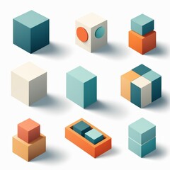 Fototapeta premium set of 3d isometric cubes
