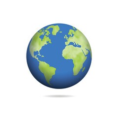 Detailed colorful world map mapped on earth globe isolated on white background