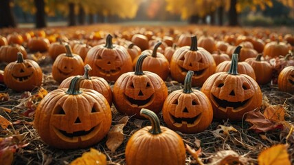 A group of  jack-o&rsquo;-lanterns