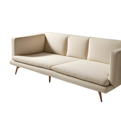 Fototapeta premium Japanese minimalist low-profile beige cotton sofa, isolated on a empty plain background