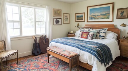 Cozy bedroom interior showcasing a rustic aesthetic.