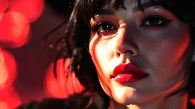 Dramatic portrait with red lighting and intense expression changes