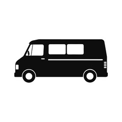 Van Silhouette Icon, Large Passenger Vehicle with Sliding Door and High Roof