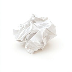 Crumpled Paper Ball with White Background, and Studio Shot.