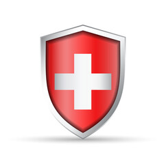Obraz premium Switzerland Flag Glossy Shield Icon