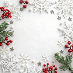 white snow christmas frame border on transparent background png