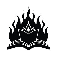 crown of flames above a holy book