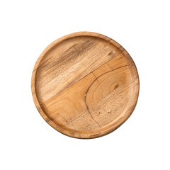 wooden plate or cutting board top view on transparent background png