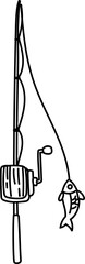 Hand-Drawn Fishing Gear Vector Icons Set for Outdoor and Sport Designs