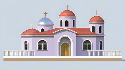 Obraz premium 3D Model of a Lavender Greek Orthodox Church