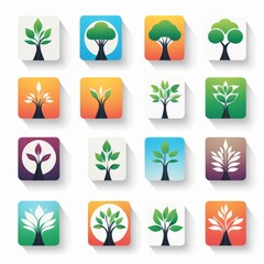 Obraz premium set of 9 trees icons