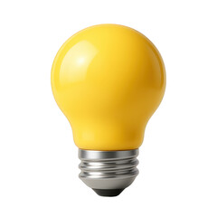 A vivid yellow light bulb showcasing a smooth, reflective surface and a metallic silver threaded base design.