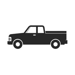Pickup Truck Silhouette Icon, Extended Cab Truck with Open Cargo Bed Vector