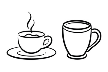 coffee cup line sketch tea icon vector illustration