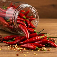 Red Pepper Flakes and red Chili stock photo