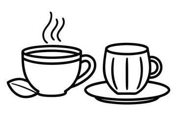 coffee cup line sketch tea icon vector illustration