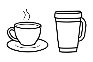 coffee cup line sketch tea icon vector illustration