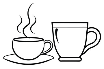 coffee cup line sketch tea icon vector illustration