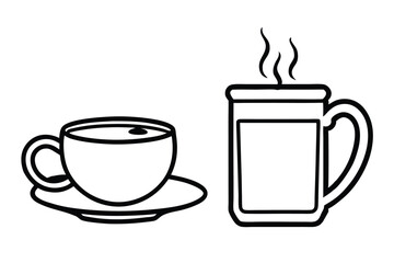 coffee cup line sketch tea icon vector illustration