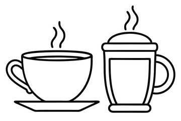coffee cup line sketch tea icon vector illustration