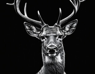 Naklejka premium exclusive wild deer Back and white photo