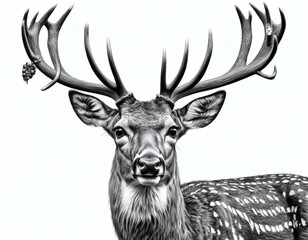 exclusive wild deer Back and white photo