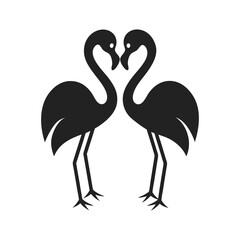 Pair of flamingos in silhouette stance