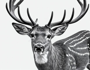 exclusive wild deer Back and white photo