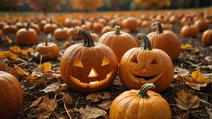 A group of  jack-o’-lanterns