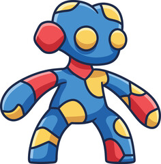 Obraz premium Colorful abstract humanoid character with blue red and yellow spots vector illustration 