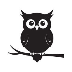 Owl perched in quiet night silhouette