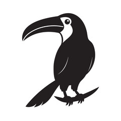 Toucan perched in tropical silhouette form © Maptahul