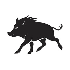 Wild boar in woodland silhouette pose