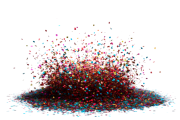 Colorful confetti explosion on a transparent background