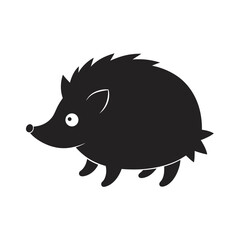 Hedgehog walking in black silhouette path