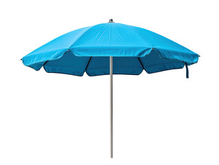 Bright blue beach umbrella for summer relaxation and sun protection