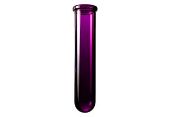Test tube featuring purple liquid and transparent background