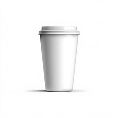 A pristine, white disposable cup with a lid, perfect for serving coffee, tea, or other beverages. Clean design for various uses.
