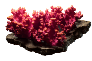 Coral reef structure with vivid colors on a stone base