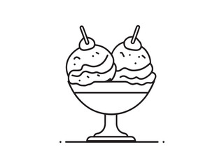 Elegant Ice Cream Sundae Sketch Style Vector Art