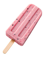 Pink popsicle with black specks on transparent background