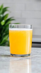 Refreshing citrus and rhubarb sparkling beverage with vibrant bubbles in glass