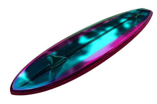 Colorful surfboard with transparent background for design uses - Powered by Adobe