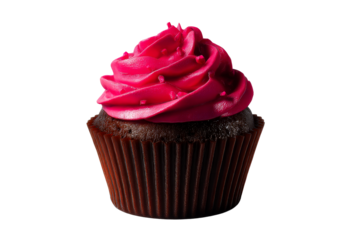 Delicious chocolate cupcake with vibrant pink frosting