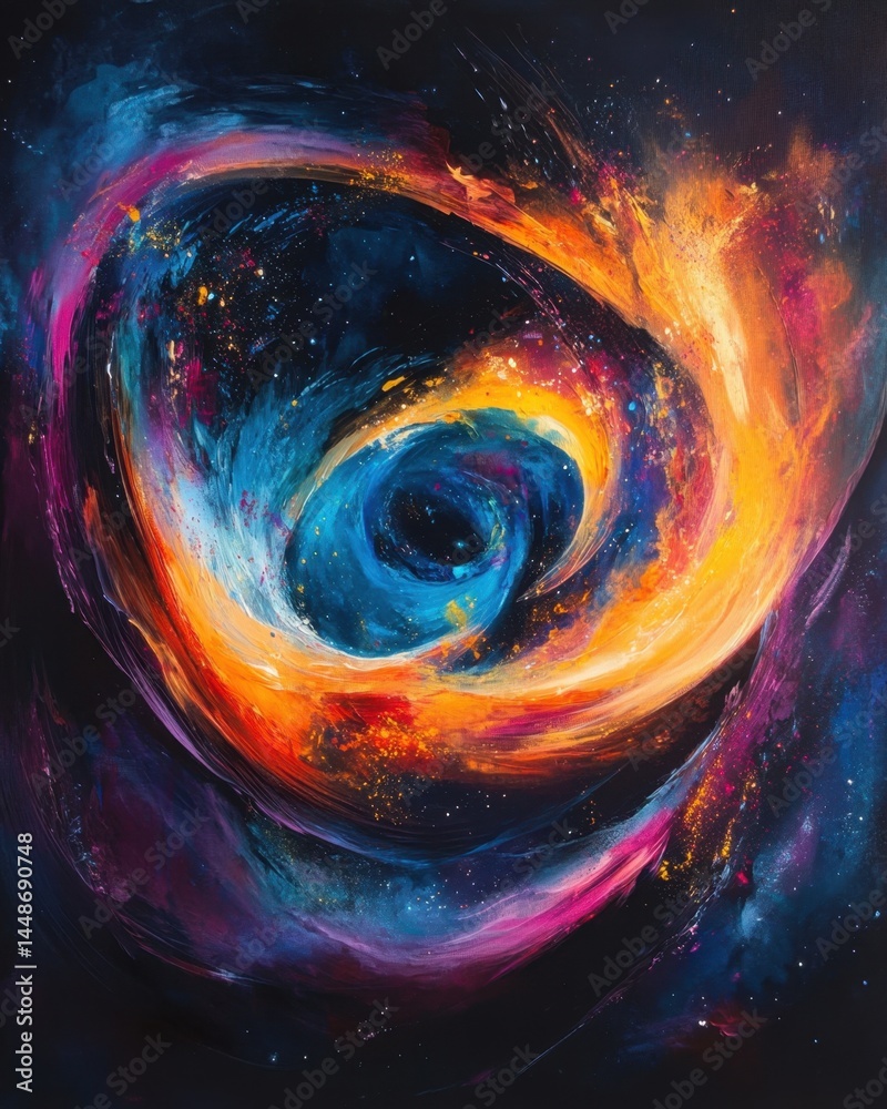 Wall mural abstract cosmic vortex with swirling energy and vibrant colors creating a dynamic and captivating ce