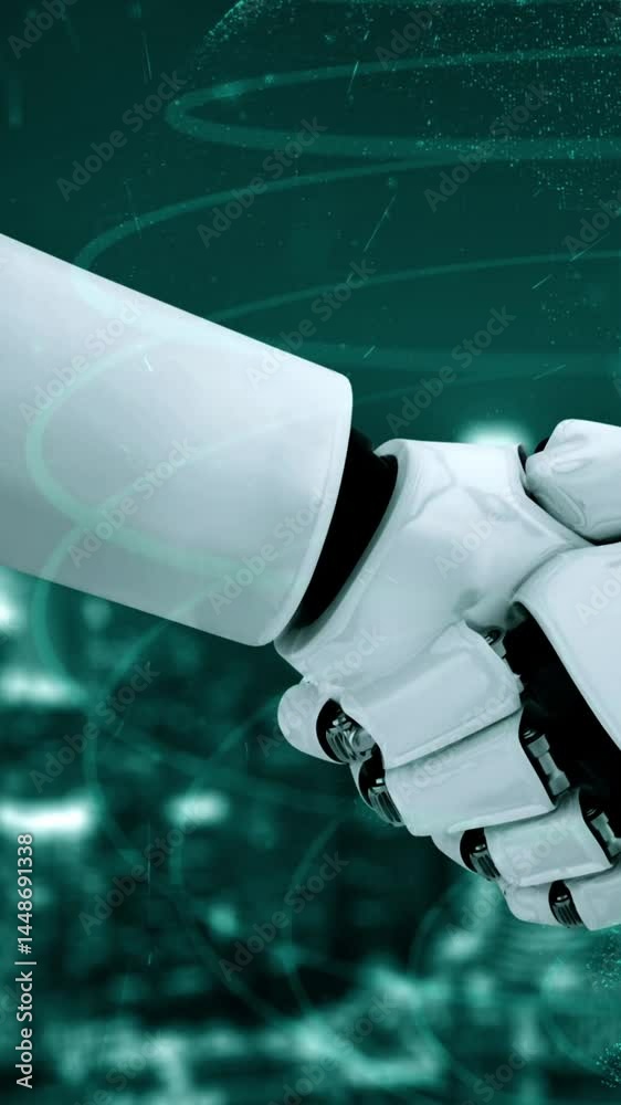 Aufkleber internet connection controlled by ai robot huminoid and machine learning process to analyze data con