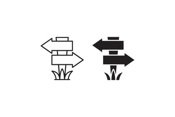 Direction signpost icon in outline and solid Vector