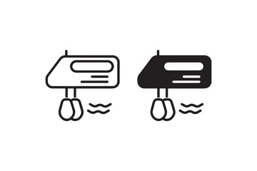 Hand mixer icon in outline and solid style Vector