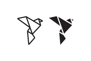 Geometric bird origami icon in line and solid style Vector